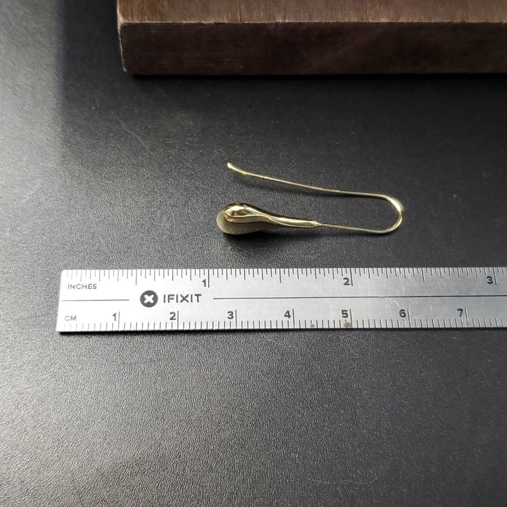 Gold Over Sterling Silver Cute Drop Style Long Earrings - Picture 4 of 5